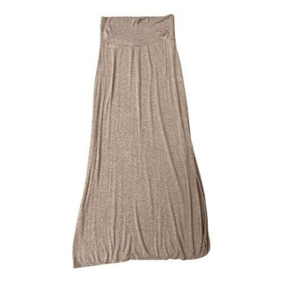 Max Studio Light Brown Maxi Skirt flowy side slit Size S - Picture 1 of 4